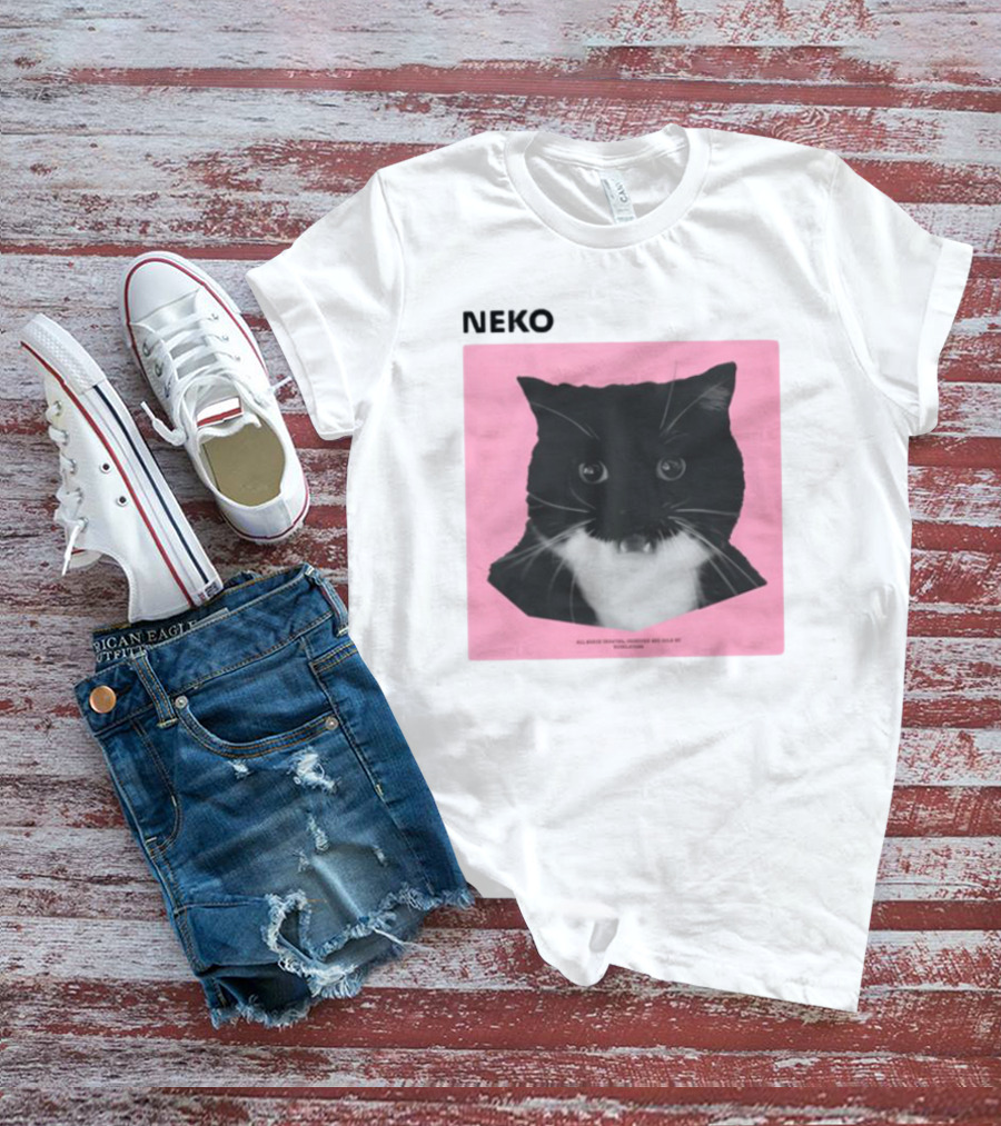 Neko Uni The Strongest Cat Silhouette In Black And Pink T-Shirt
