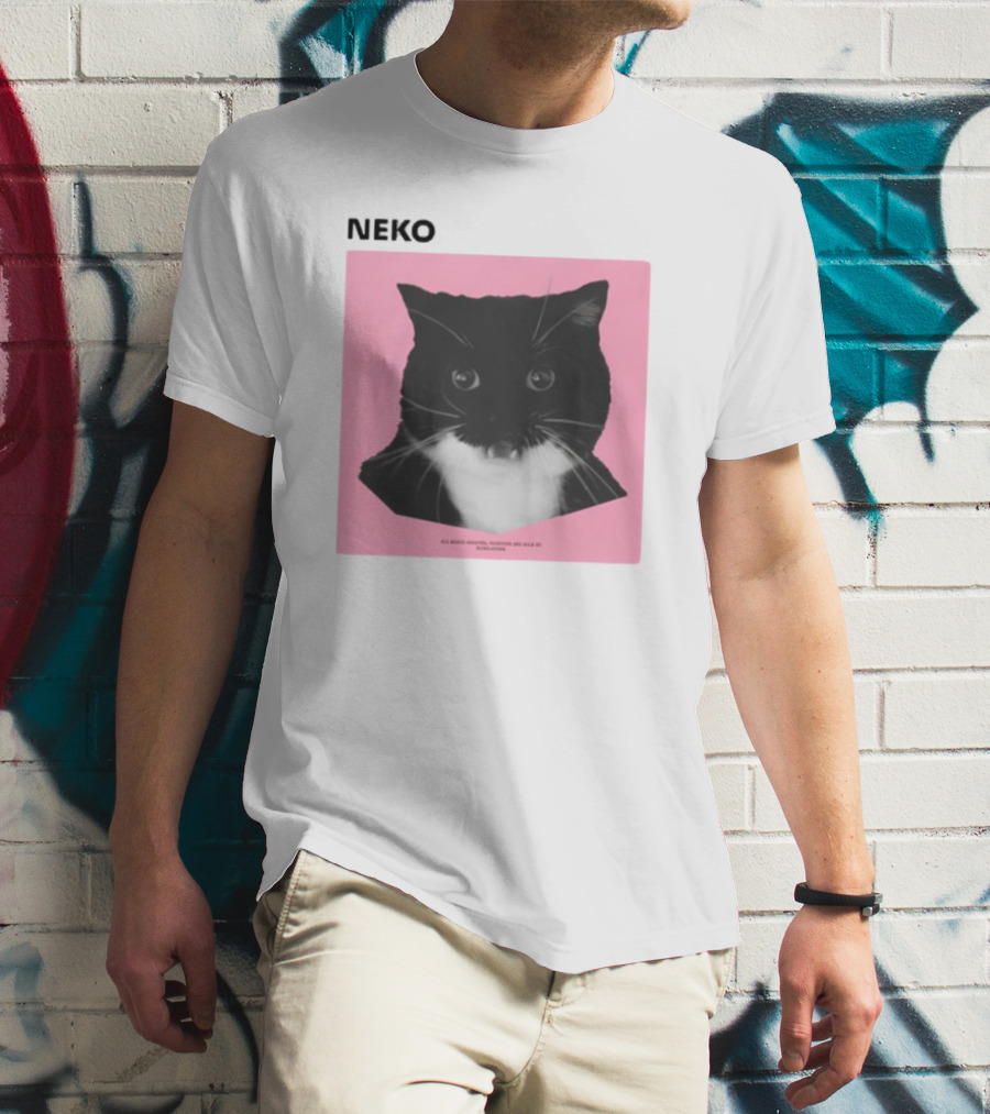 Neko Uni The Strongest Cat Silhouette In Black And Pink T-Shirt