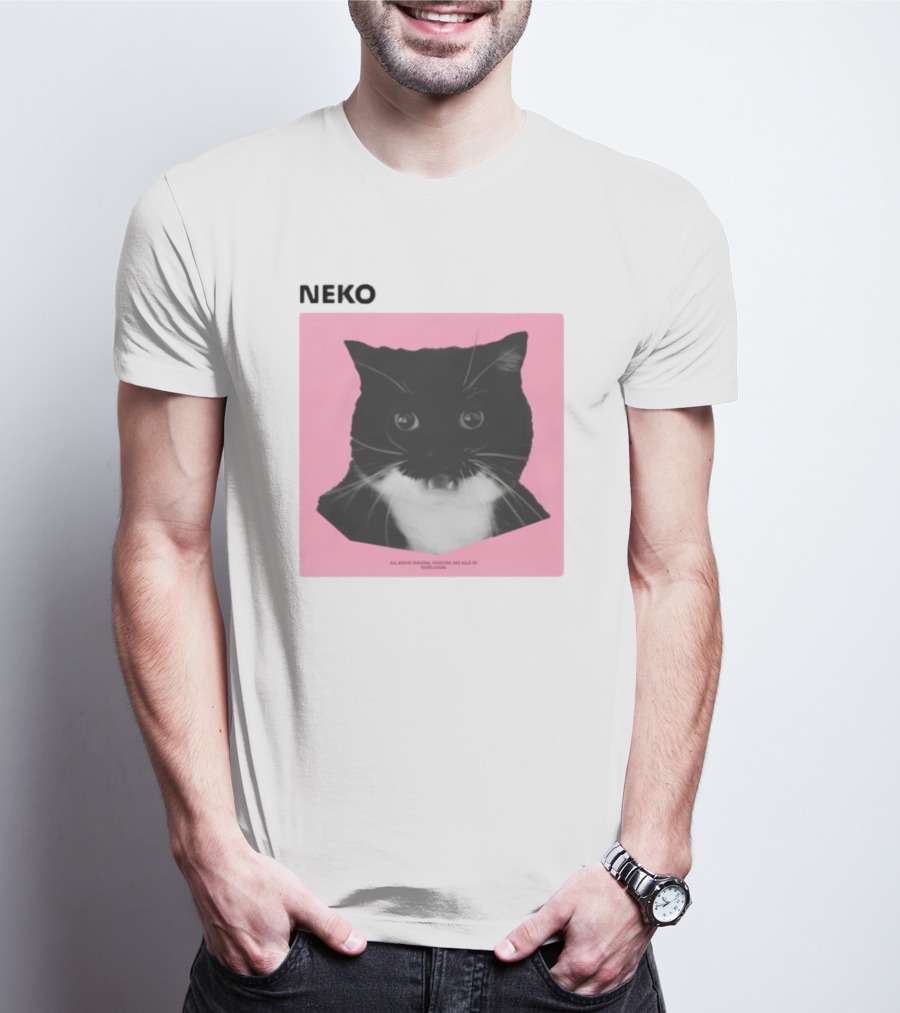 Neko Uni The Strongest Cat Silhouette In Black And Pink T-Shirt