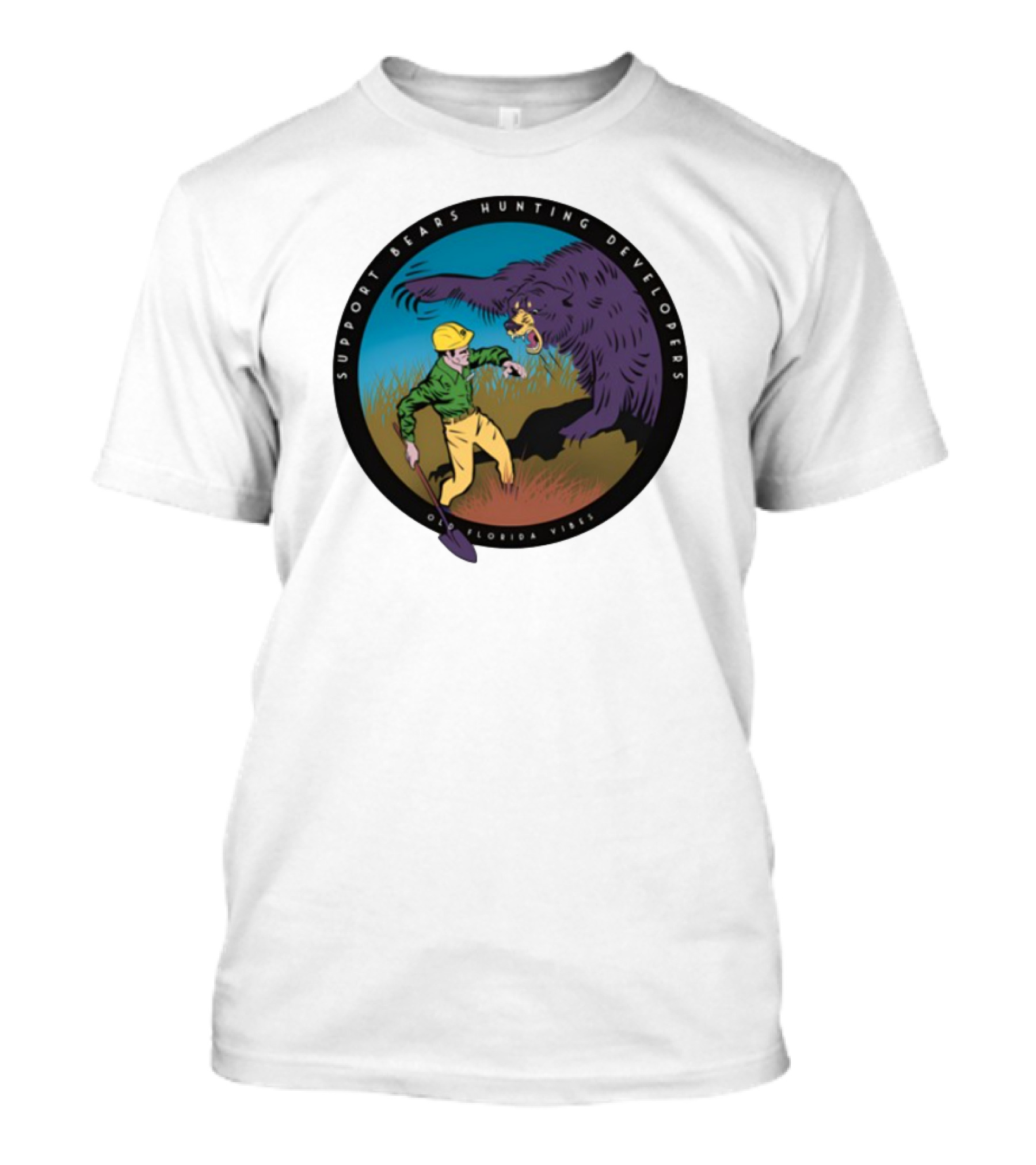 Support Bears Hunting Developers Old Florida Vibes Graphic T-Shirt