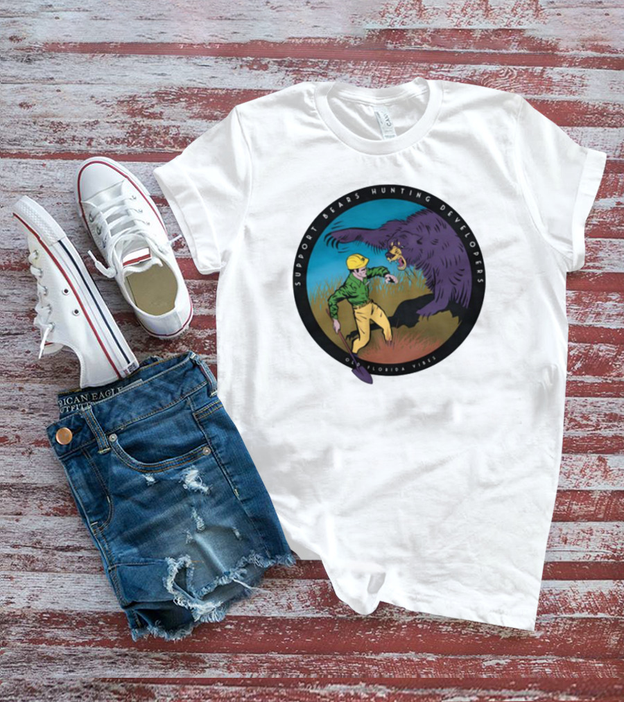 Support Bears Hunting Developers Old Florida Vibes Graphic T-Shirt