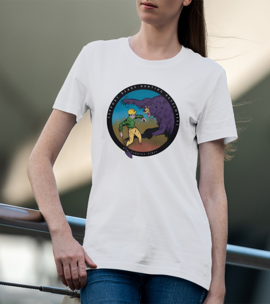 Support Bears Hunting Developers Old Florida Vibes Graphic T-Shirt