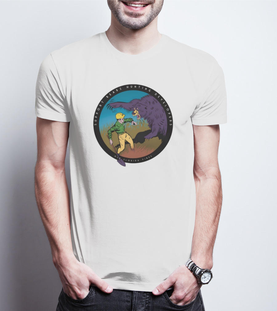 Support Bears Hunting Developers Old Florida Vibes Graphic T-Shirt
