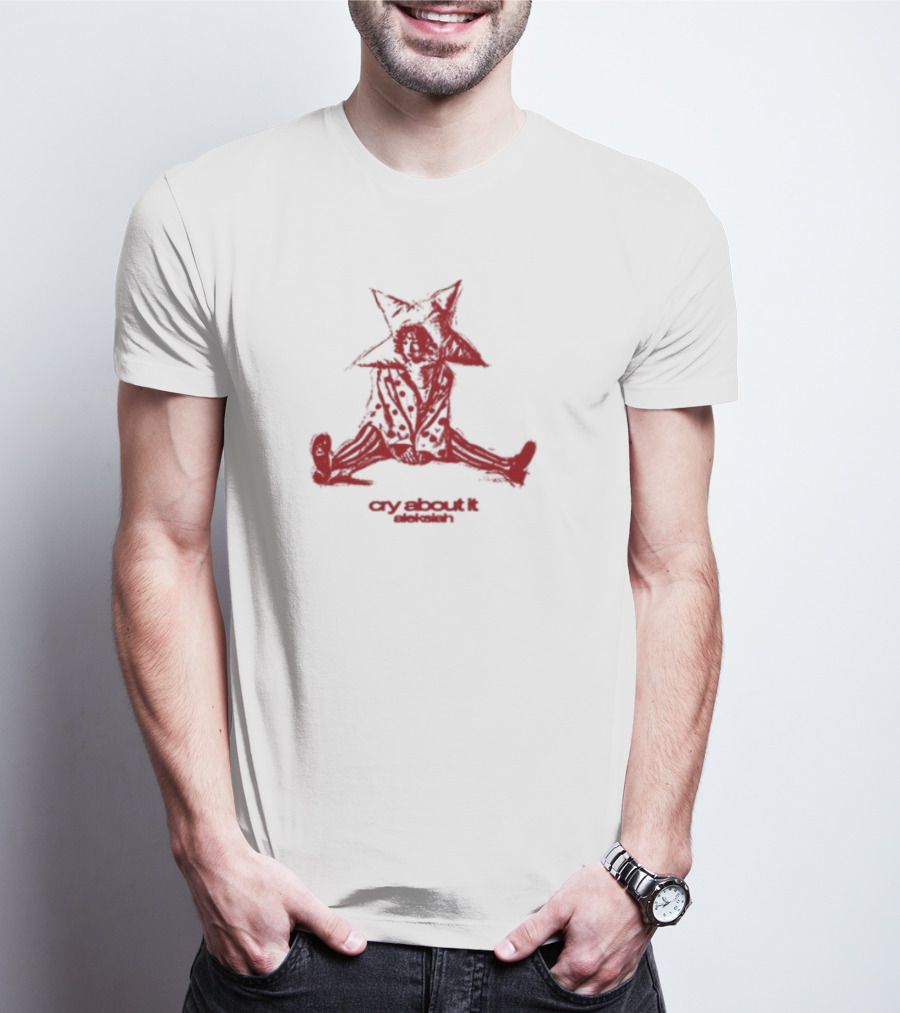 Aleksiah Cry About It Red Sketchy Cat Ears Print T-Shirt