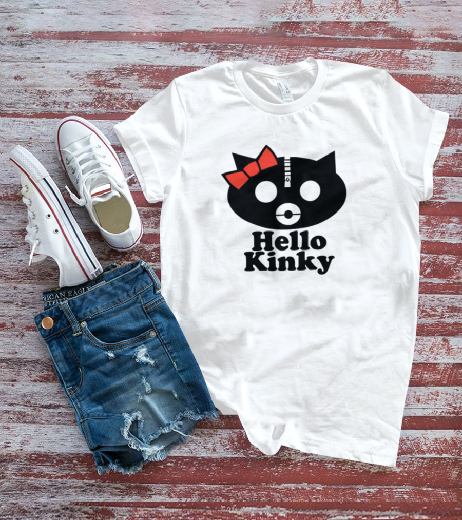 Hello Kinky Kitty With Red Bow Gorillaz T-Shirt
