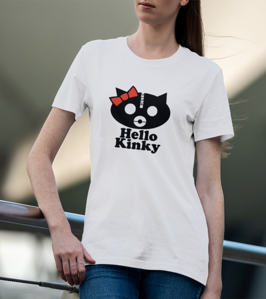 Hello Kinky Kitty With Red Bow Gorillaz T-Shirt