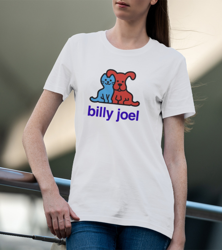 Billy Joel Cat Dog Duo Design T-Shirt