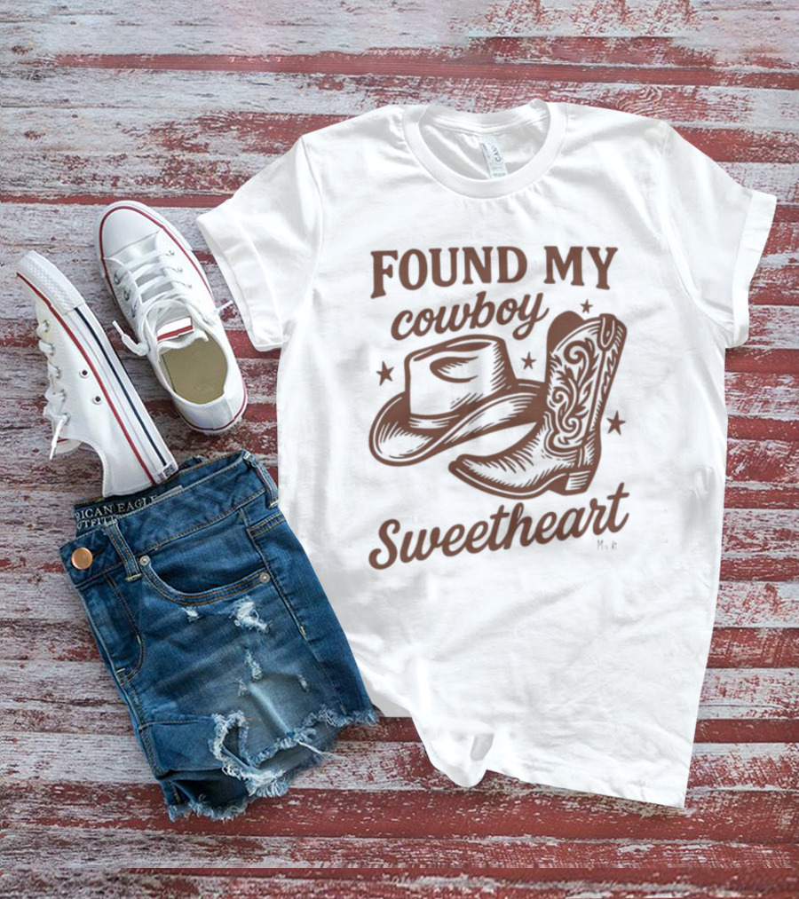 Found My Cowboy Sweetheart Hat And Boot Stars T-Shirt