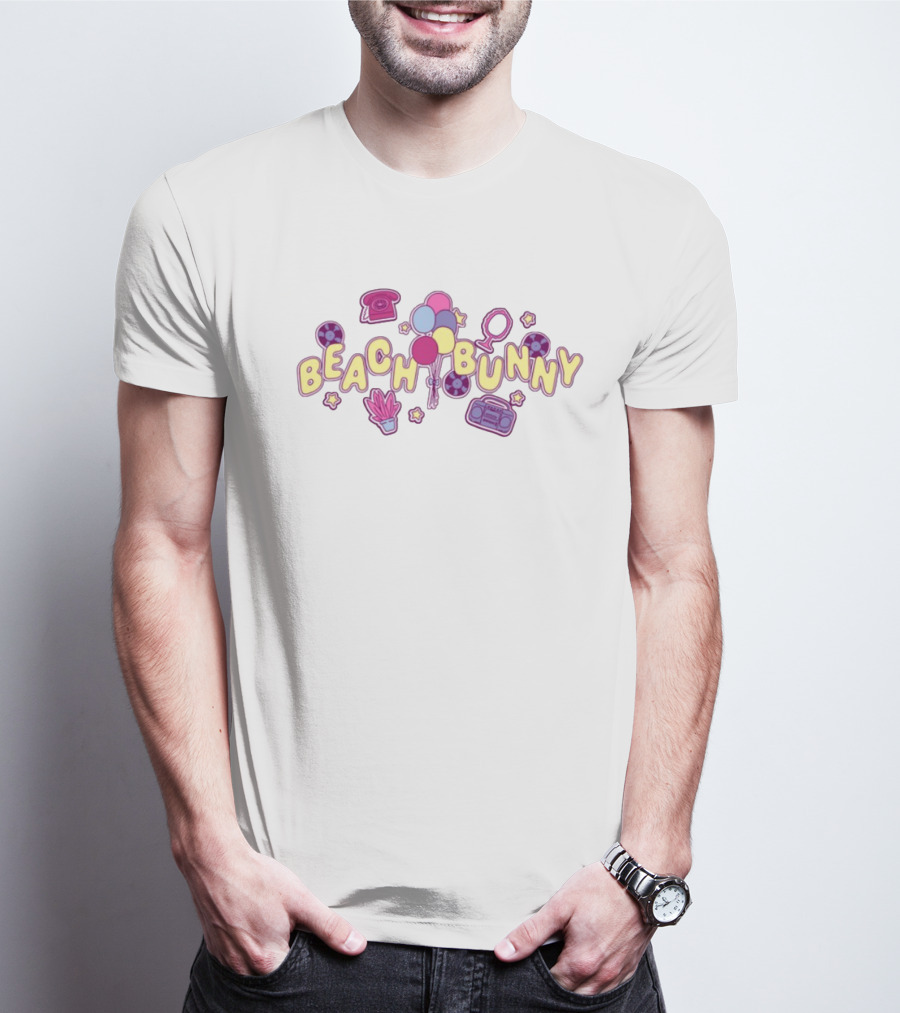 Beach Bunny Balloons Boombox Phone Retro Aesthetic T-Shirt