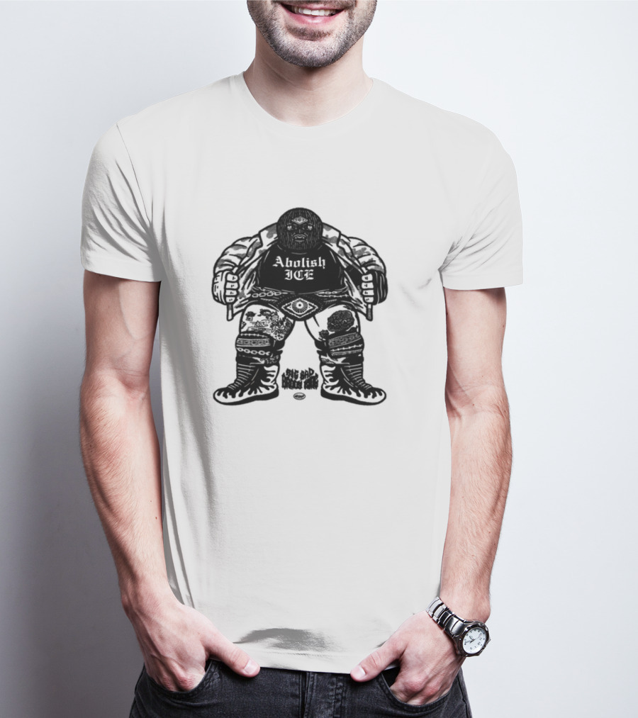 Brody King Abolish Ice Skeletal Monster Graphic T-Shirt