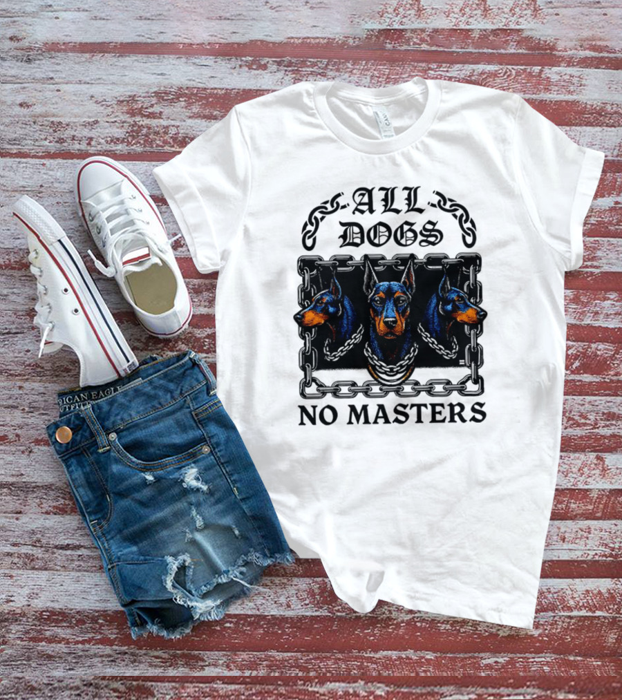 Doberman All Dogs 2025 No Master Tri Color Illustration T-Shirt