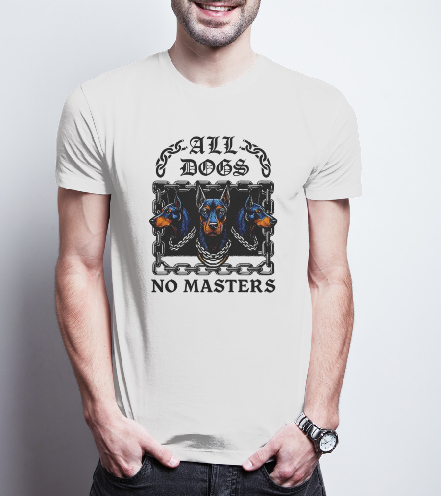 Doberman All Dogs 2025 No Master Tri Color Illustration T-Shirt