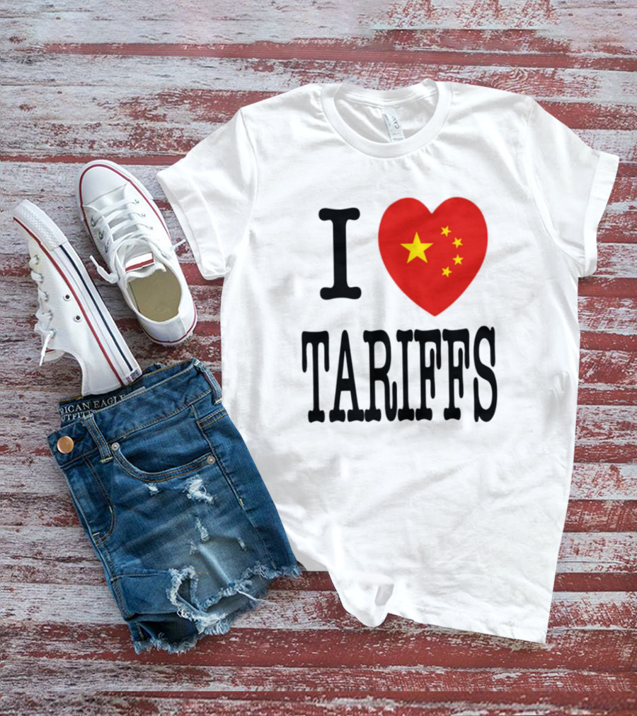Flags Heart Tariffs China Stars T-Shirt