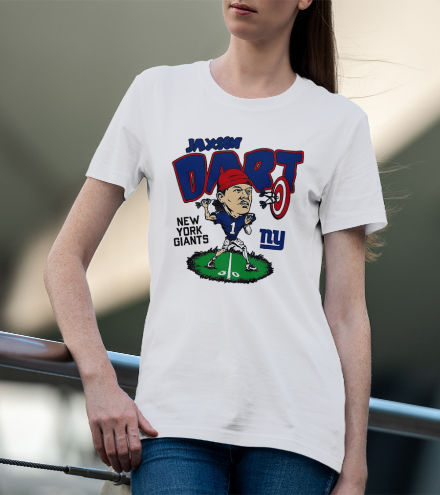 Jaxson Dart NY Giants NFL Caricature Player Number 1 T-Shirt