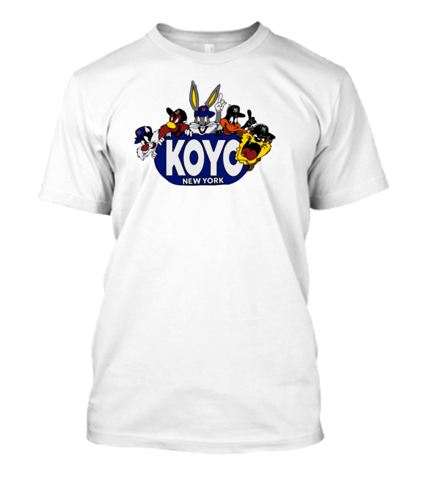 Koyo New York Looney Tunes Bugs Daffy Sylvester Taz Foghorn Baseball Yankees Mets T-Shirt