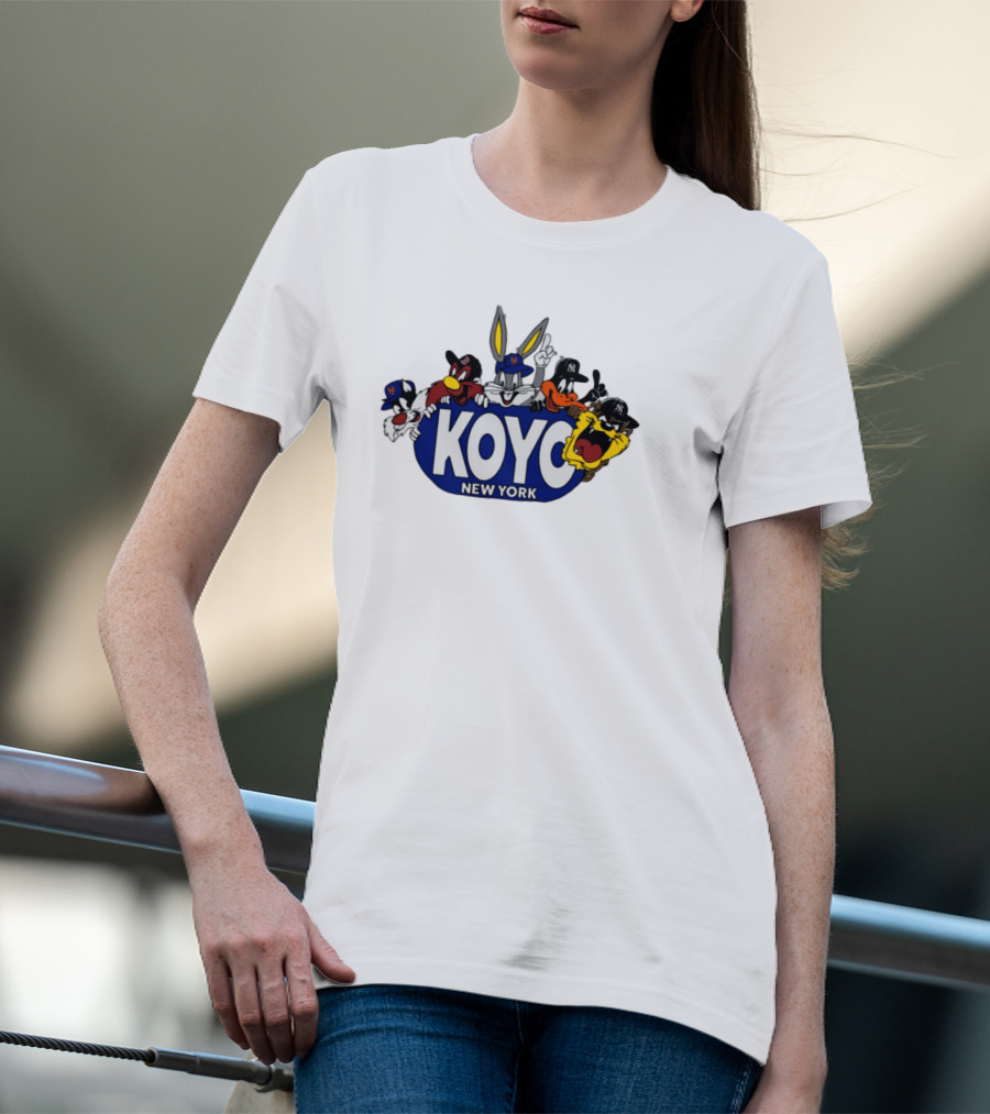 Koyo New York Looney Tunes Bugs Daffy Sylvester Taz Foghorn Baseball Yankees Mets T-Shirt