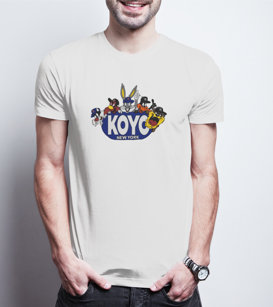 Koyo New York Looney Tunes Bugs Daffy Sylvester Taz Foghorn Baseball Yankees Mets T-Shirt