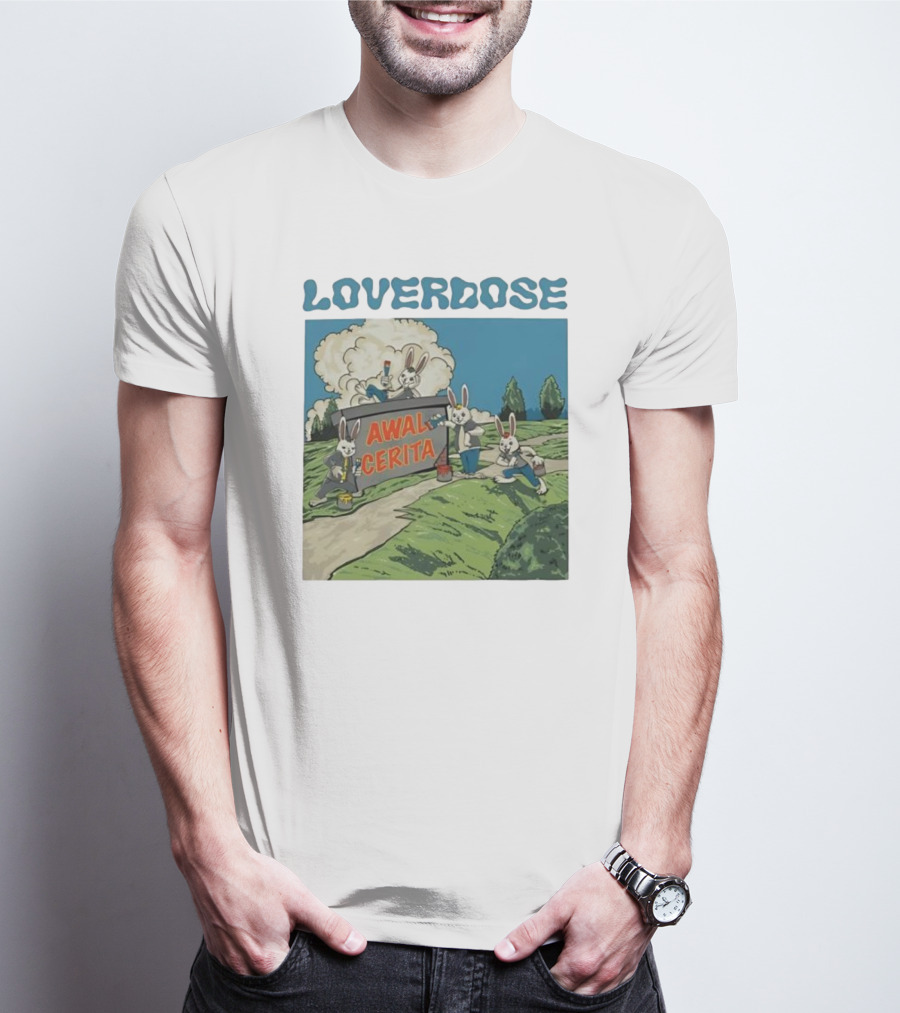 Loverdose Awal Cerita Rabbits Painting Sign T-Shirt