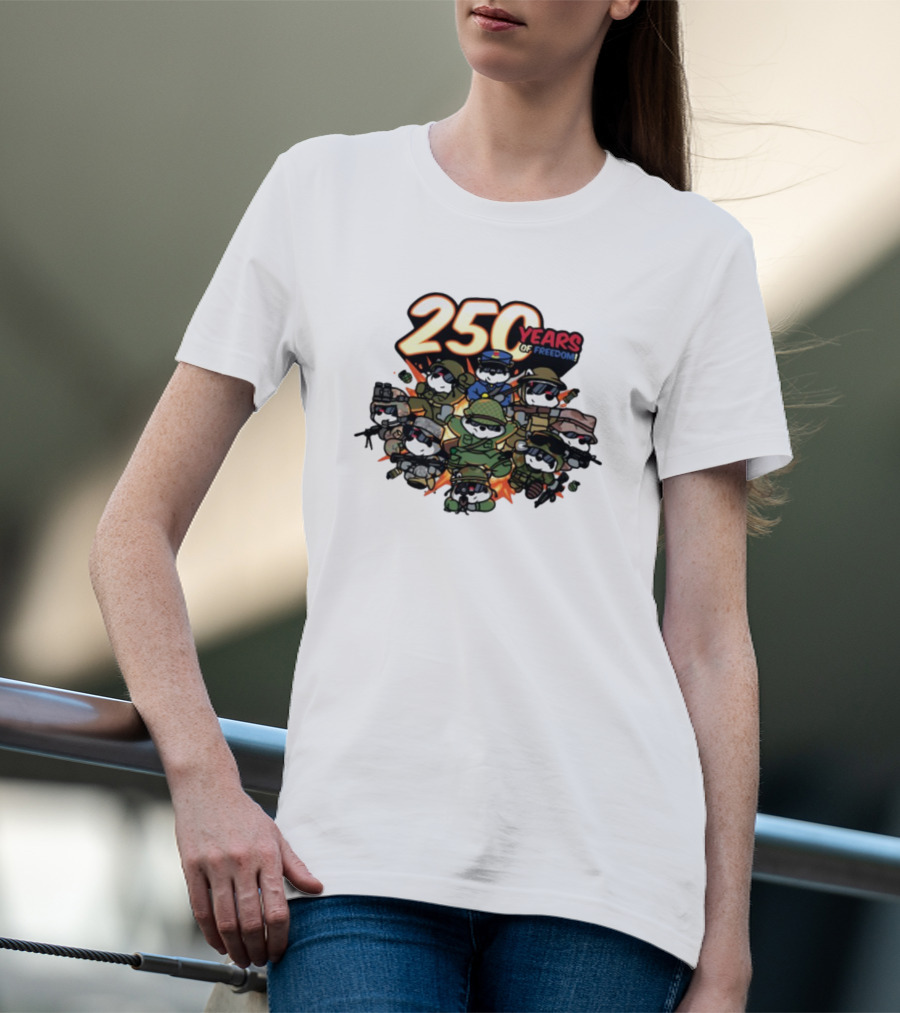 Mandatoryfunday 250 Years Of Freedom Military Characters Celebration T-Shirt