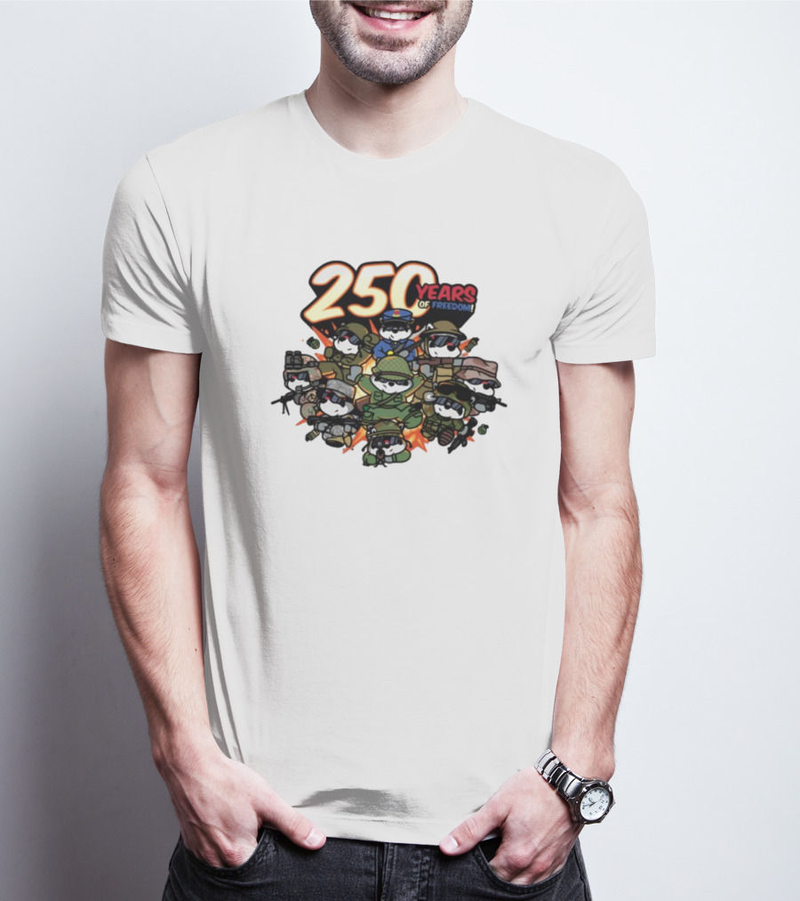 Mandatoryfunday 250 Years Of Freedom Military Characters Celebration T-Shirt
