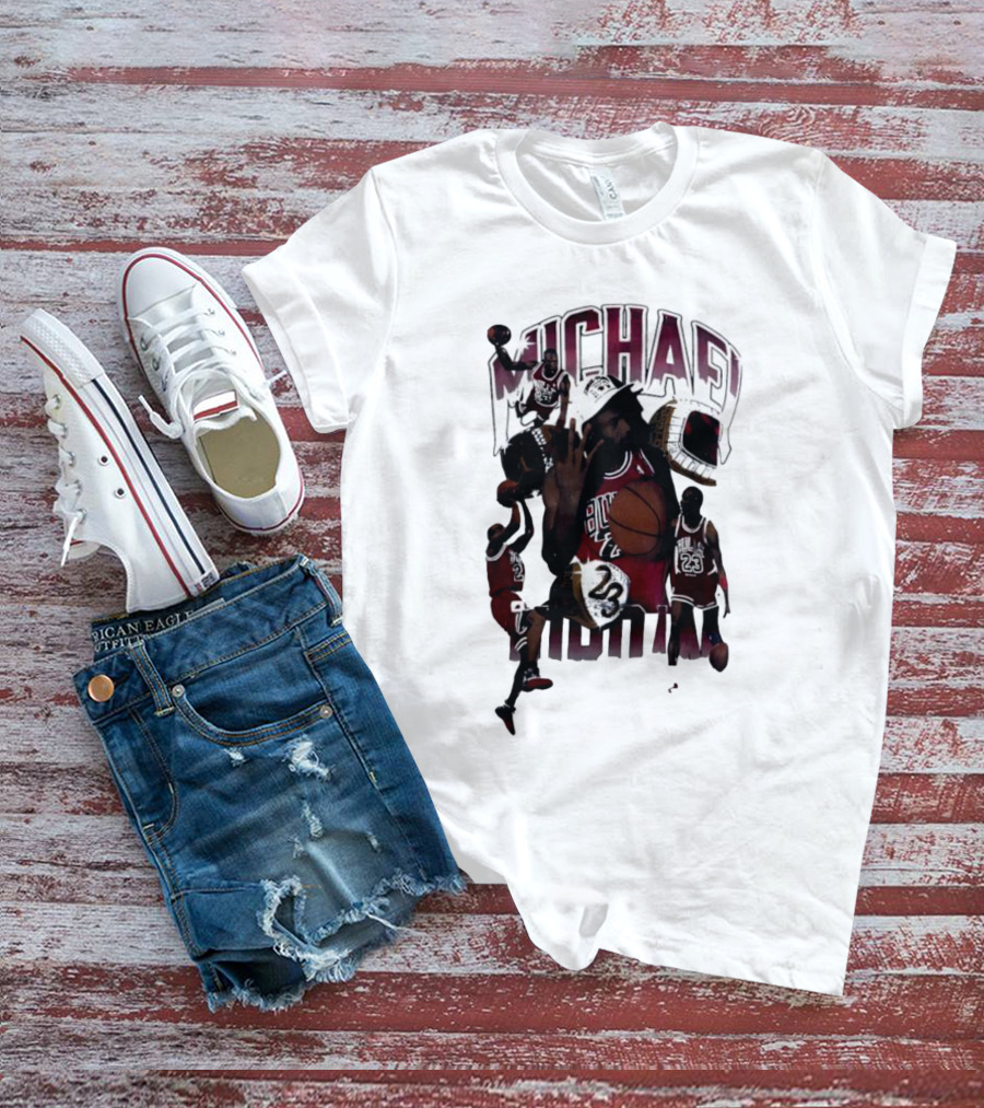 Michael Jordan Bulls Number 23 Iconic Basketball Collage T-Shirt