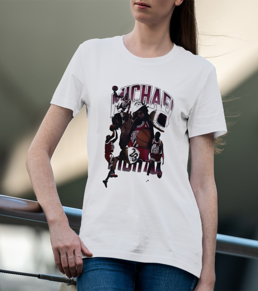Michael Jordan Bulls Number 23 Iconic Basketball Collage T-Shirt