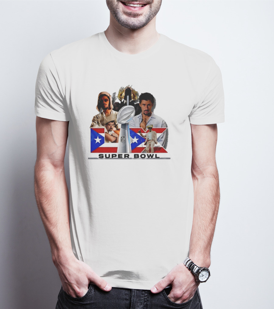 Bad Bunny Super Bowl 2026 Puerto Rican Flag NFL Halftime Show T-Shirt