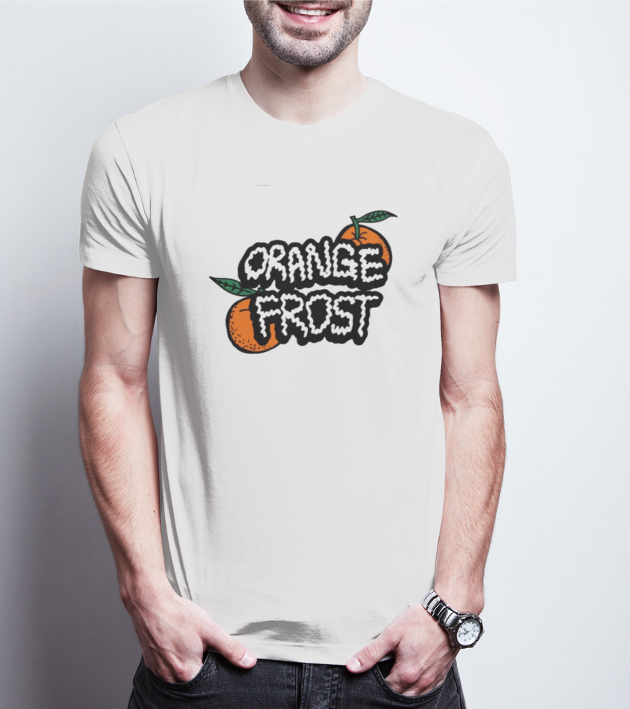 Orange Frost Citrus Design With Green Leaf Elements T-Shirt