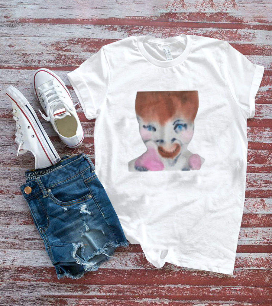 Pearly Drops The Voices Are Coming Back Creepy Clown Face Pink And Brown Hair Blue Eyes T-Shirt