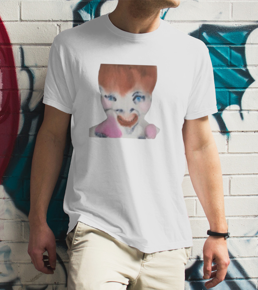 Pearly Drops The Voices Are Coming Back Creepy Clown Face Pink And Brown Hair Blue Eyes T-Shirt