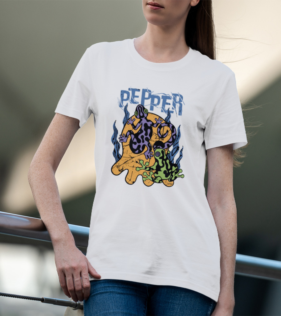Pepper Skullconut Amphibians Psychedelic Frogs Graphic T-Shirt