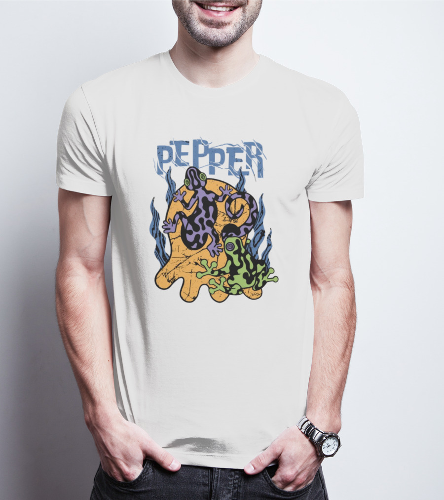Pepper Skullconut Amphibians Psychedelic Frogs Graphic T-Shirt
