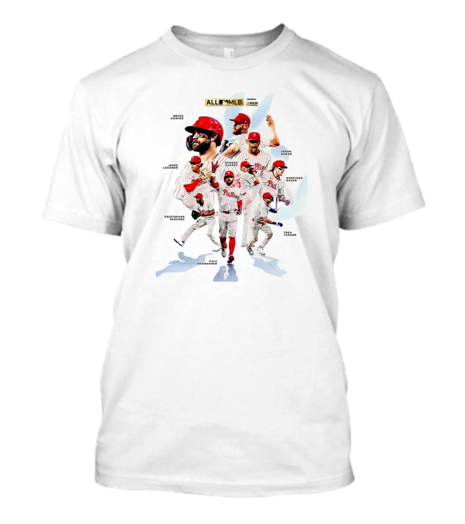 Philadelphia Phillies All MLB Nine Nominees Featuring Bryce Harper Zack Wheeler Trea Turner T-Shirt