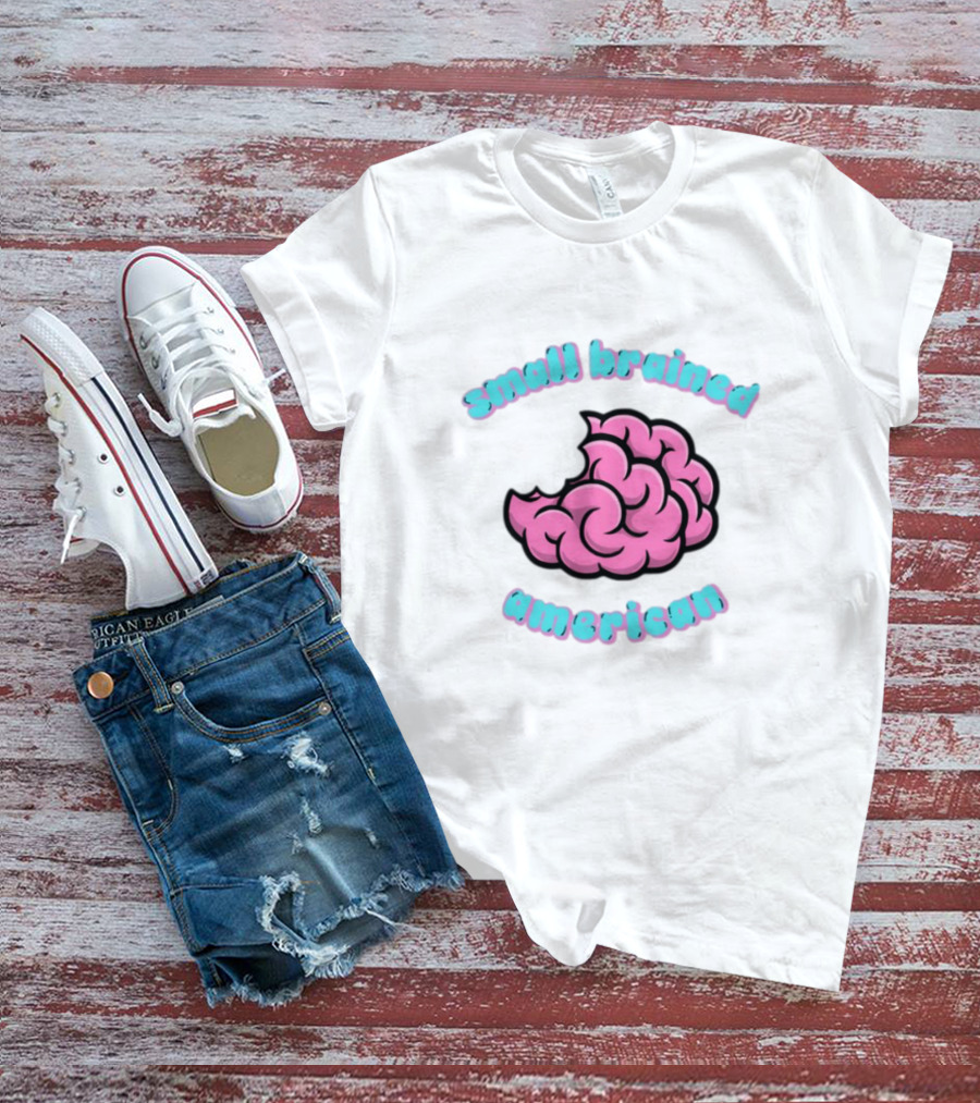 Small Brained American Pink Brain Illustration T-Shirt