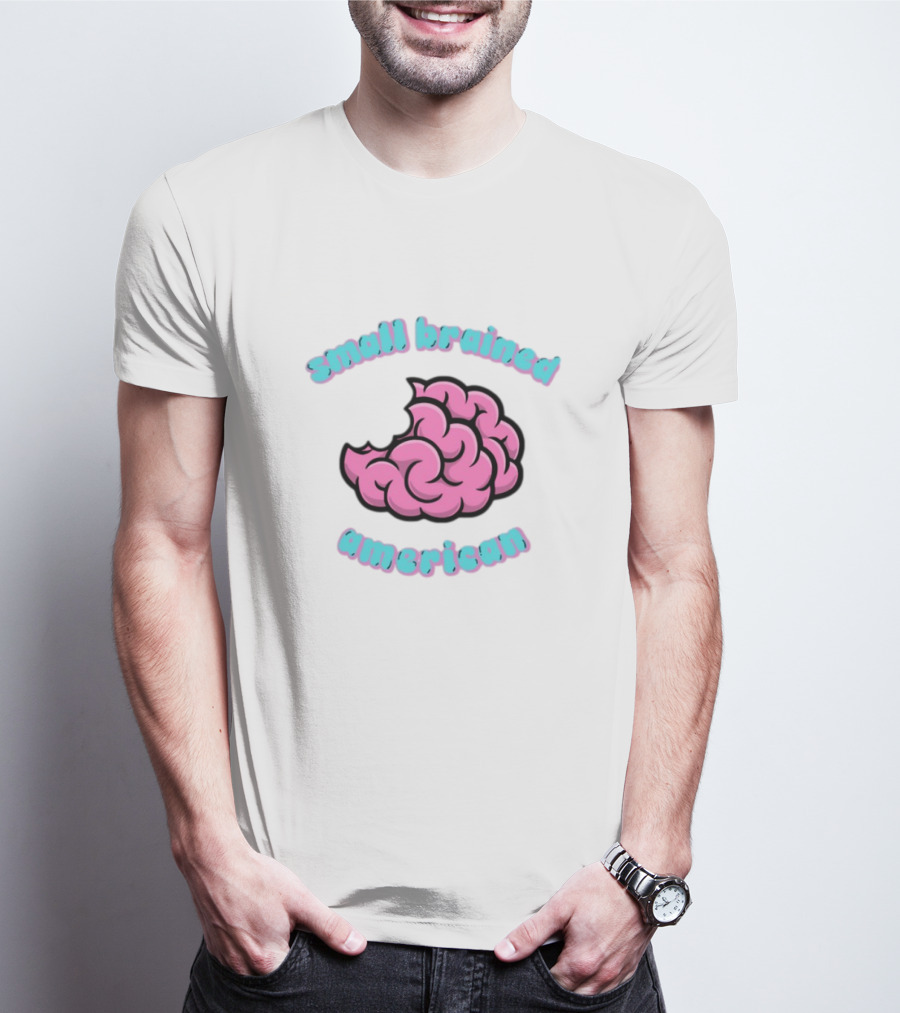 Small Brained American Pink Brain Illustration T-Shirt