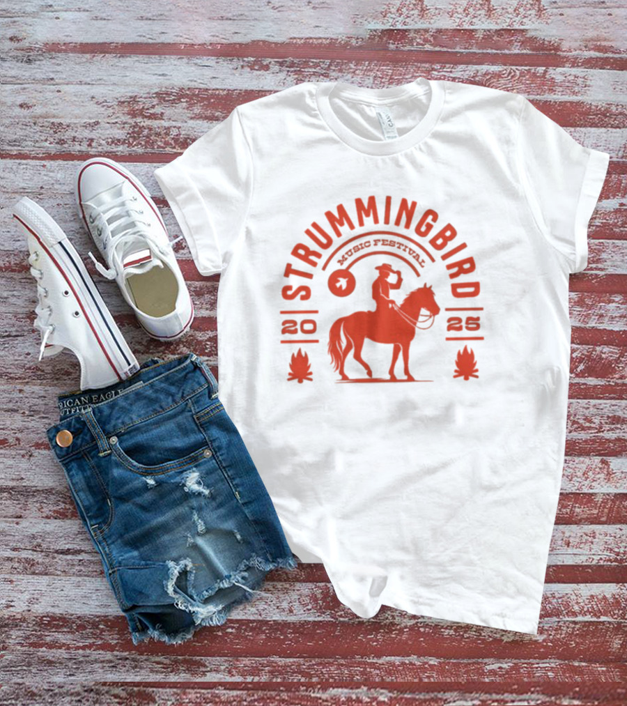 Strummingbird Music Festival 2025 Cowboy Riding Horse Icon T-Shirt