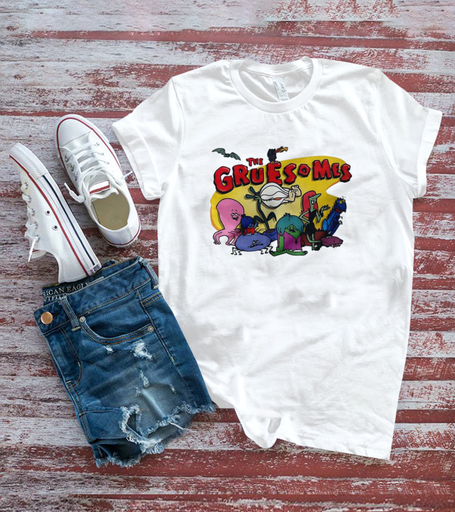 The Gruesomes Cartoon Characters With Bat And Vulture T-Shirt
