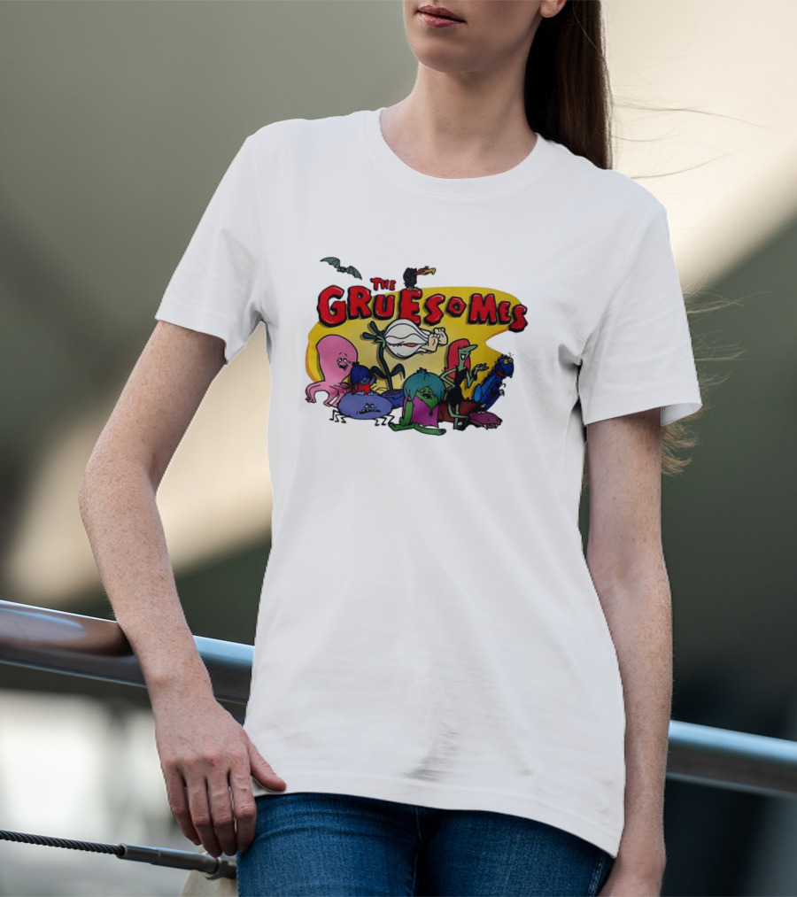 The Gruesomes Cartoon Characters With Bat And Vulture T-Shirt