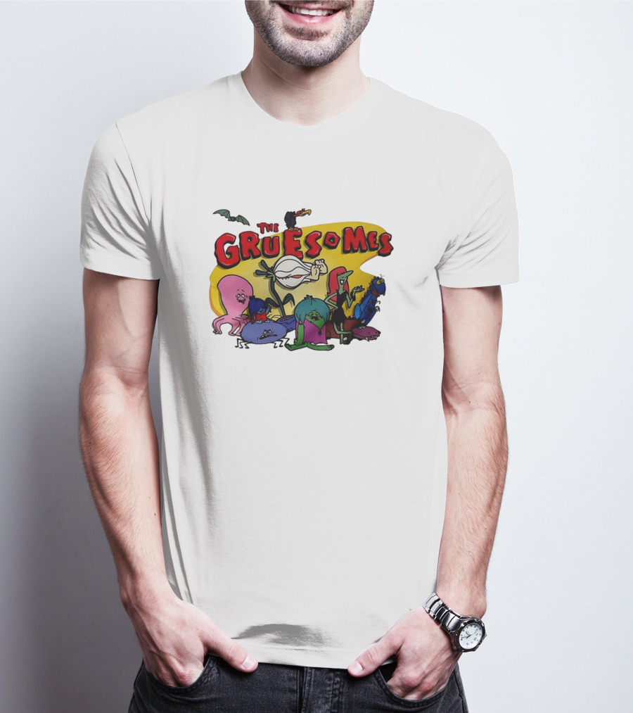 The Gruesomes Cartoon Characters With Bat And Vulture T-Shirt