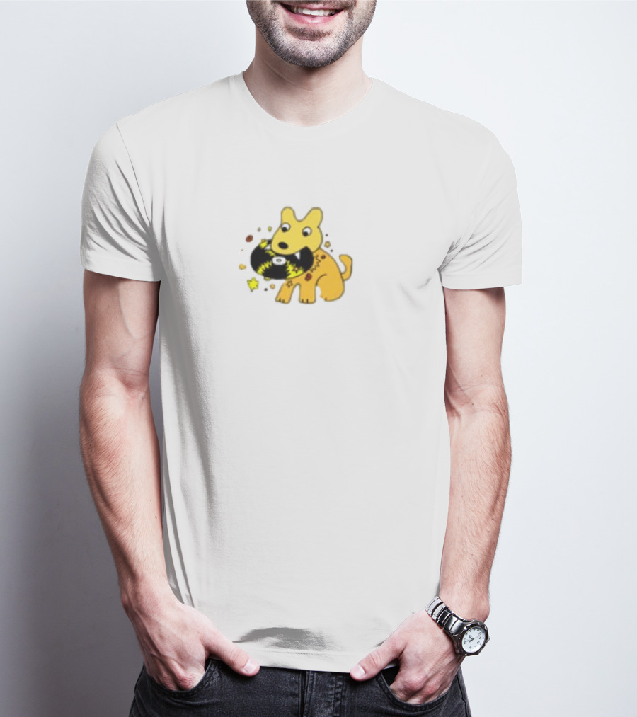 Yellow Jasper Dog With Cosmic Black Cat T-Shirt