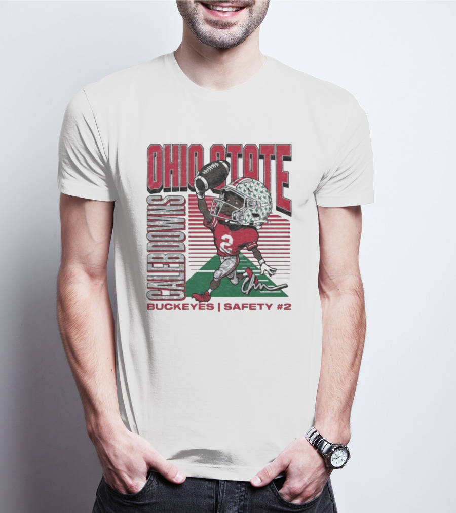 Ohio State Caleb Downs Buckeyes Safety Caricature #2 T-Shirt