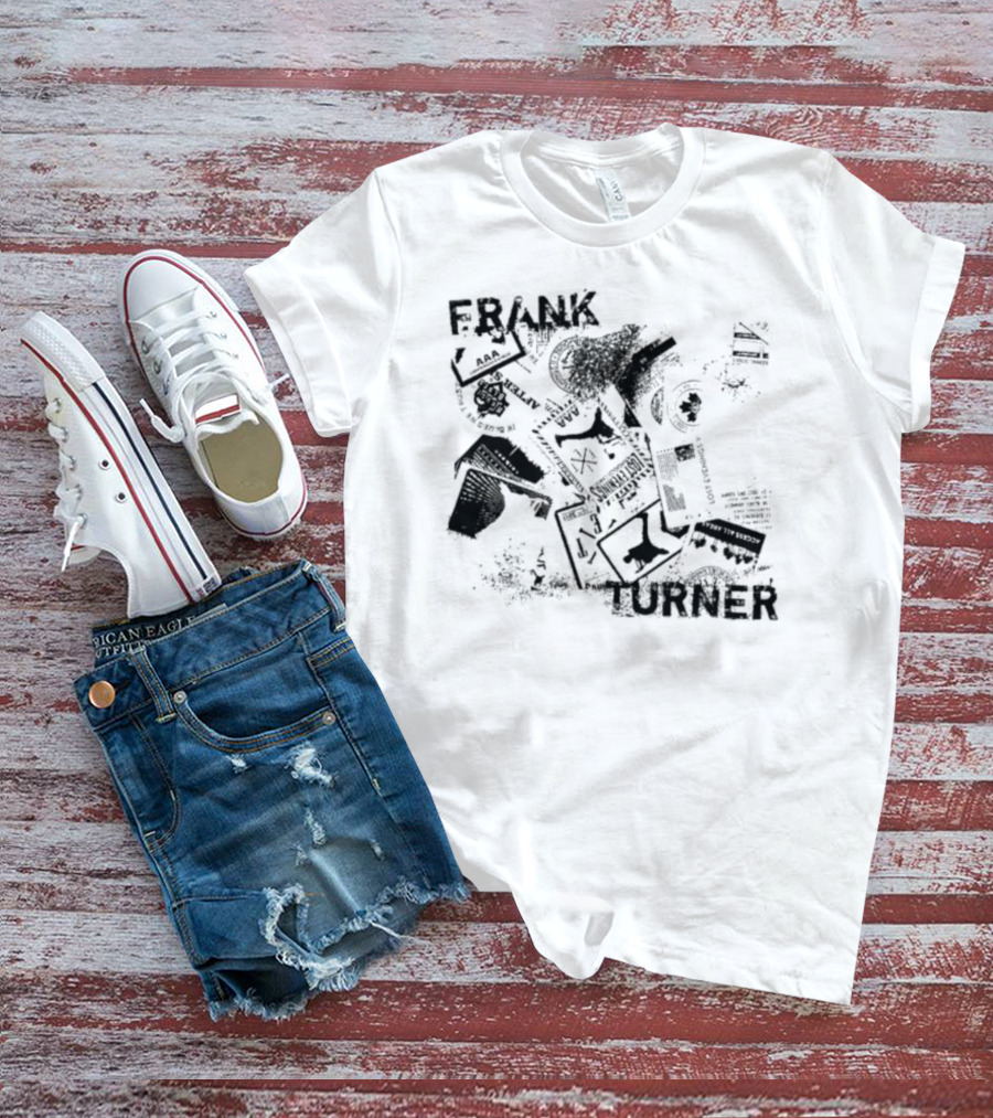 Frank Turner The Next 10 Years Black Rose And Music Collage T-Shirt
