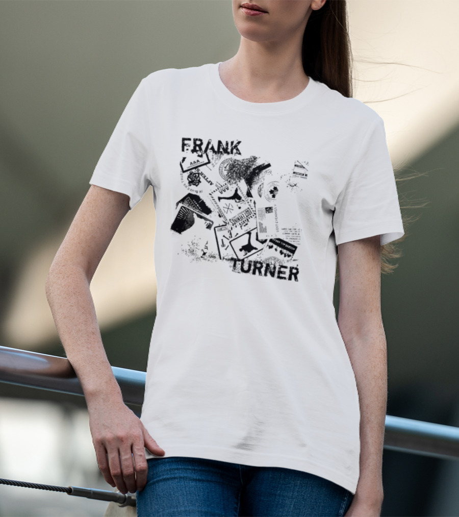 Frank Turner The Next 10 Years Black Rose And Music Collage T-Shirt