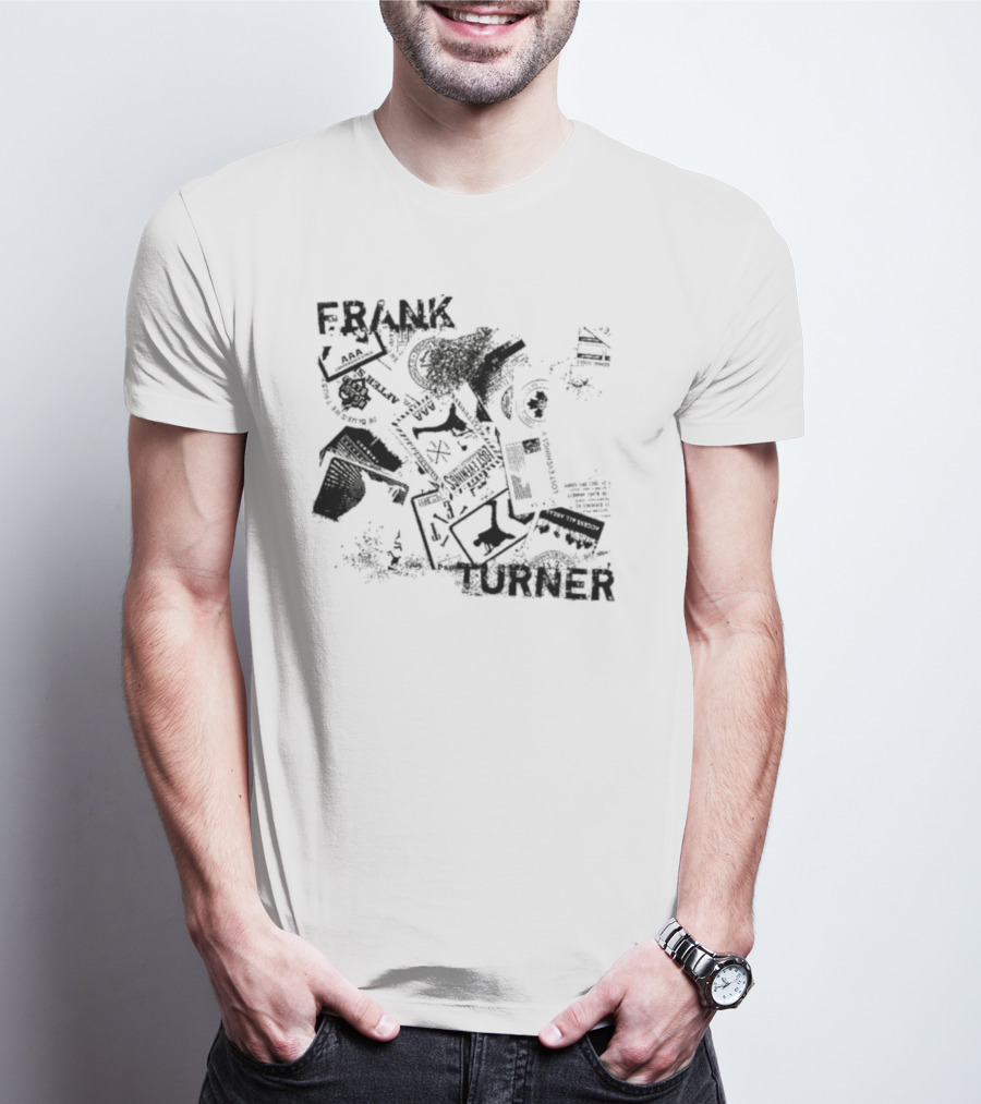 Frank Turner The Next 10 Years Black Rose And Music Collage T-Shirt