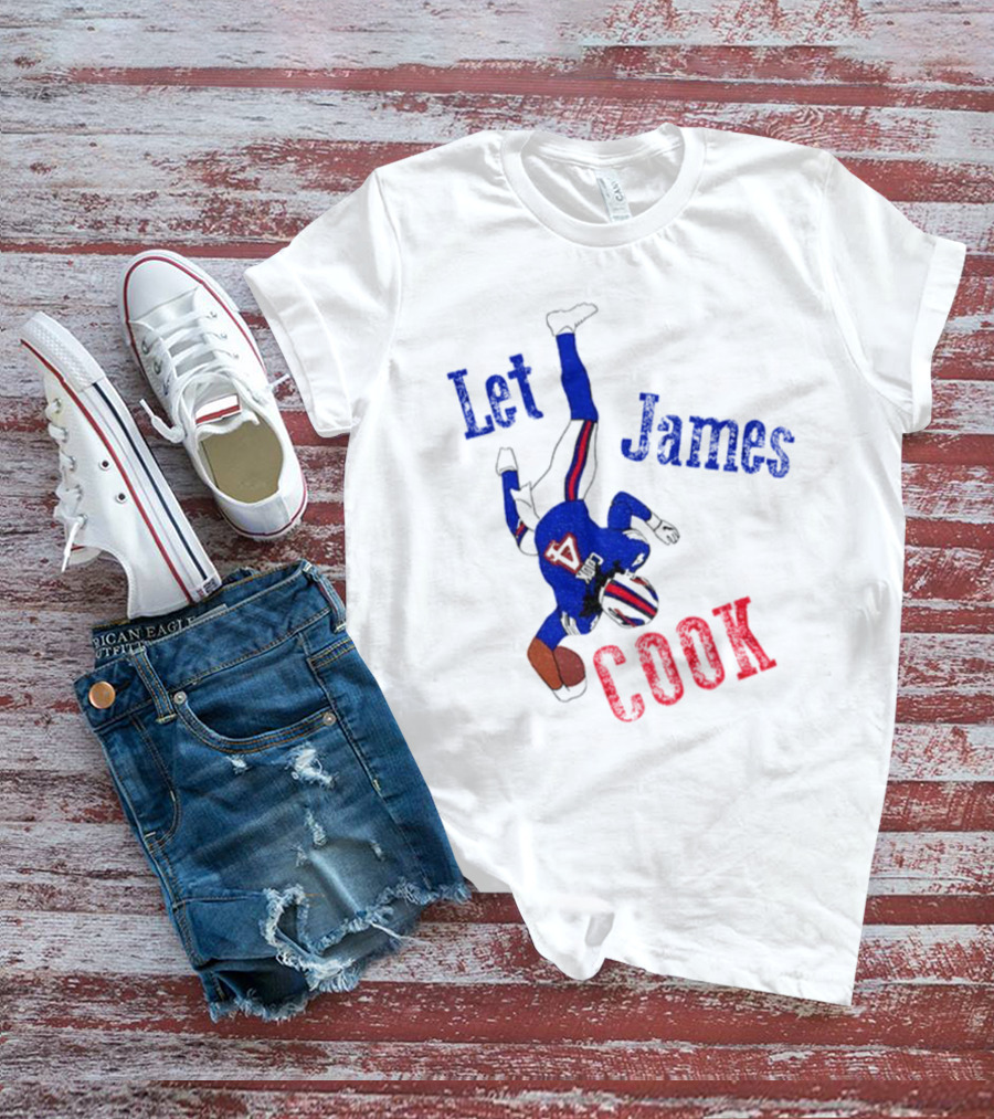 Let James Cook Football Player Red Blue Text T-Shirt