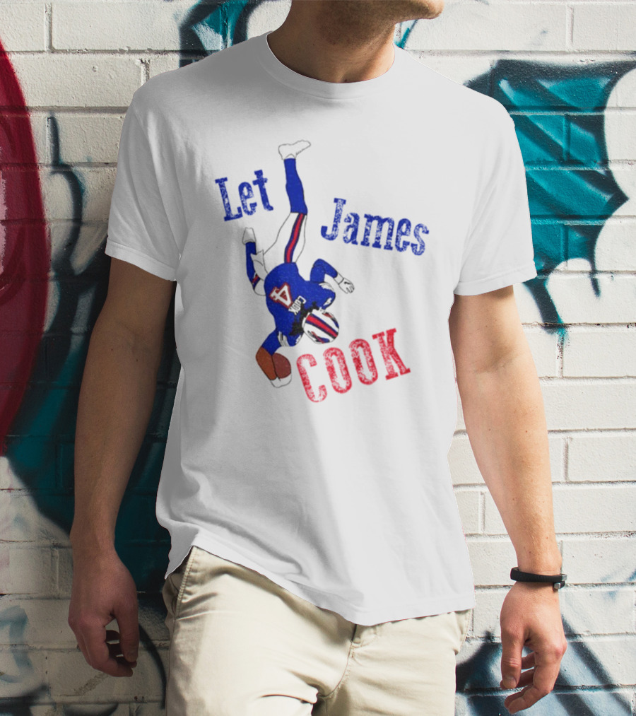 Let James Cook Football Player Red Blue Text T-Shirt
