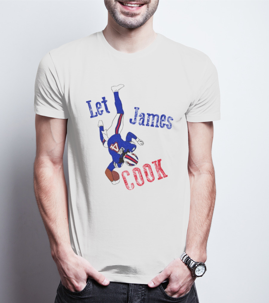 Let James Cook Football Player Red Blue Text T-Shirt