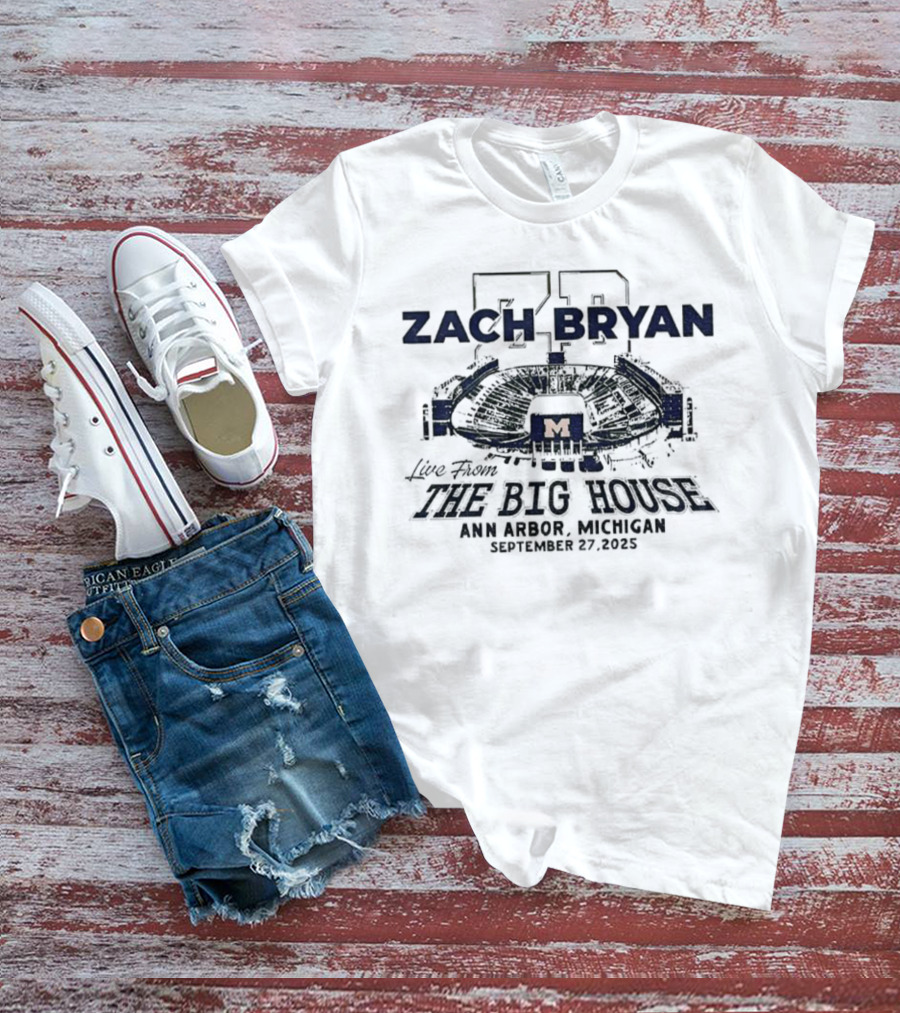 Zach Bryan 73 Michigan Wolverines Live From The Big House Ann Arbor September 27 2025 T-Shirt