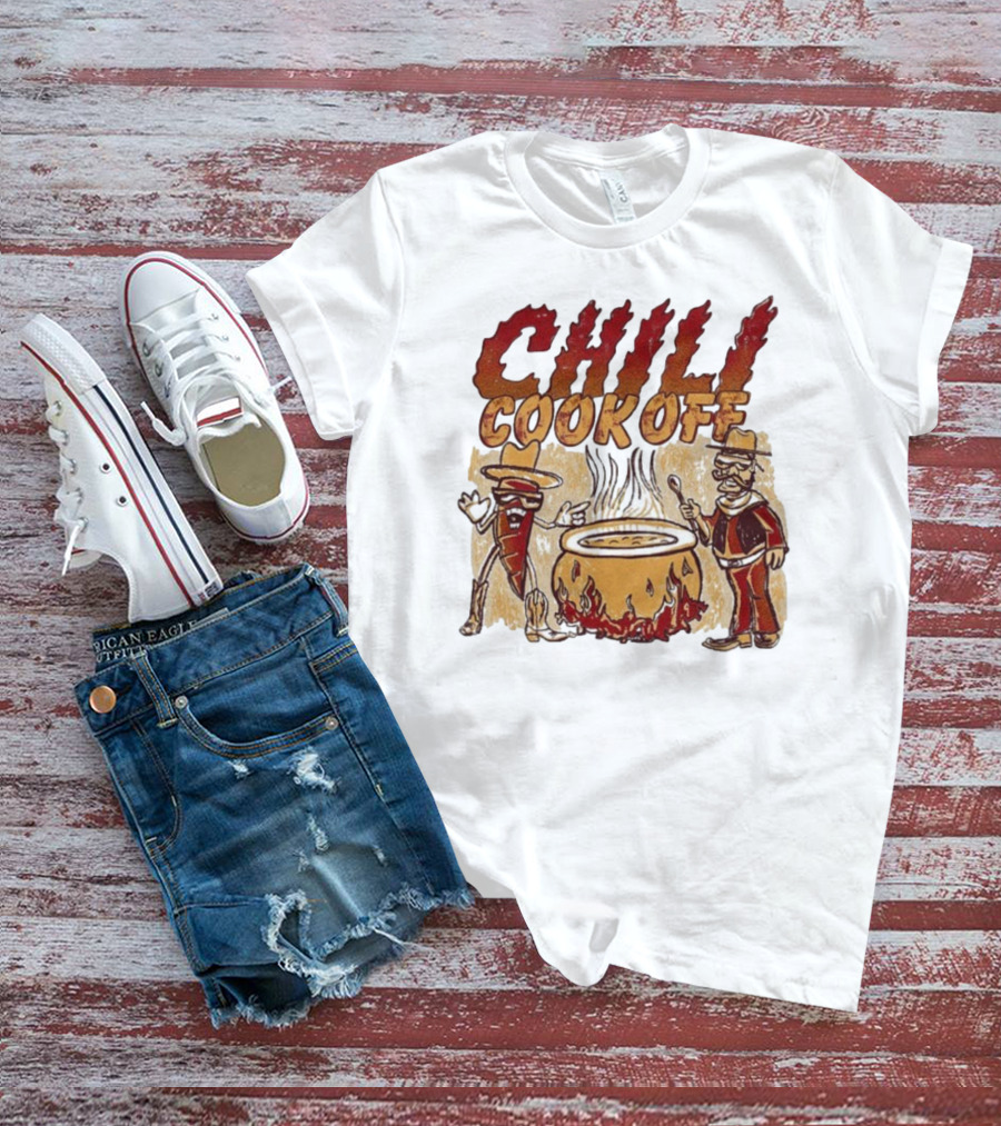 Chili Cookoff Spicy Pepper Cowboy And Chef Duel Over Fiery Pot T-Shirt