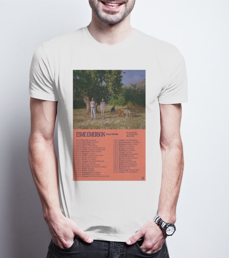 ESME EMERSON UK EU Tour 2025 Dates Featuring Dublin Paris Amsterdam London Glasgow Barcelona T-Shirt